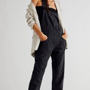 Women's Black Denim Overalls